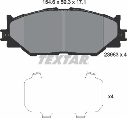 Textar 2398301 - Тормозные колодки, дисковые, комплект unicars.by