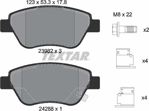 Textar 2398202 - Тормозные колодки, дисковые, комплект unicars.by