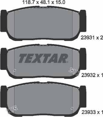 Textar 2393101 - Тормозные колодки, дисковые, комплект unicars.by