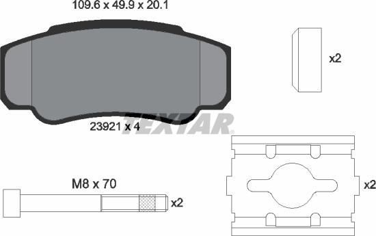 Textar 2392101 - Тормозные колодки, дисковые, комплект unicars.by