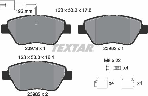 Textar 2397901 - Тормозные колодки, дисковые, комплект unicars.by