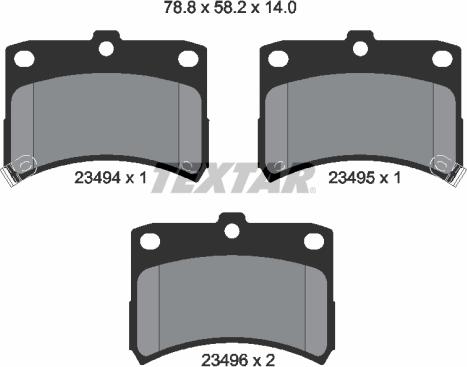 Textar 2349402 - Тормозные колодки, дисковые, комплект unicars.by