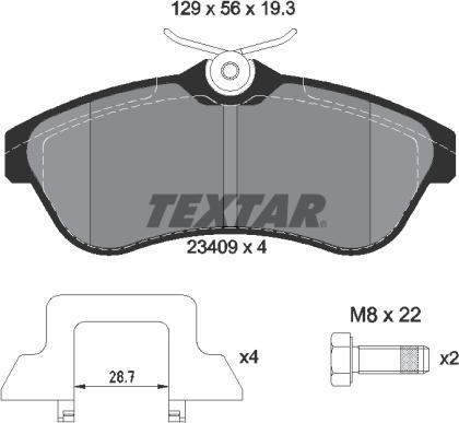 Textar 2340902 - Тормозные колодки, дисковые, комплект unicars.by