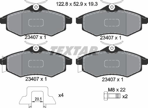 Textar 2340702 - Тормозные колодки, дисковые, комплект unicars.by