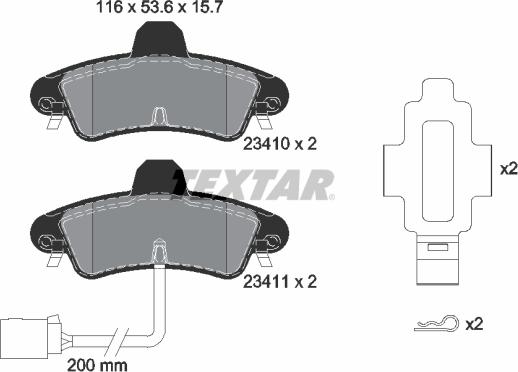 Textar 2341008 - Тормозные колодки, дисковые, комплект unicars.by