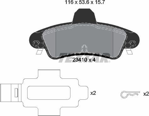 Textar 2341007 - Тормозные колодки, дисковые, комплект unicars.by