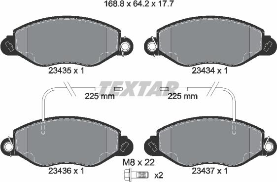 Textar 2343501 - Тормозные колодки, дисковые, комплект unicars.by