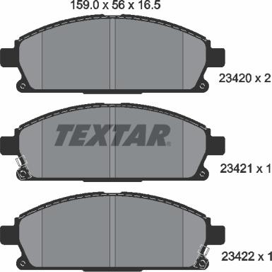 Textar 2342001 - Тормозные колодки, дисковые, комплект unicars.by