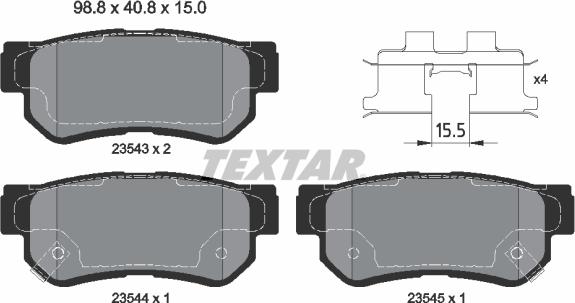 Textar 2354306 - Тормозные колодки, дисковые, комплект unicars.by