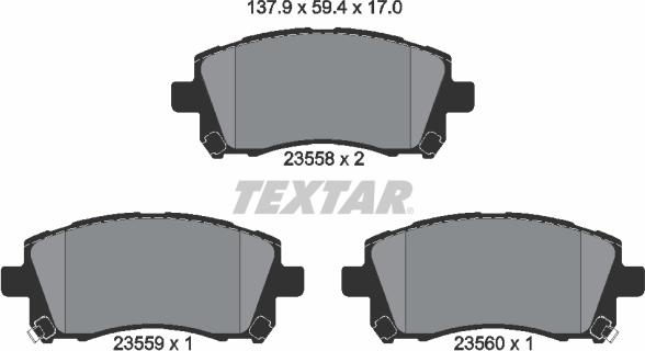 Textar 2355802 - Тормозные колодки, дисковые, комплект unicars.by