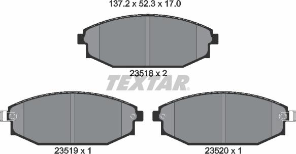 Textar 2351801 - Тормозные колодки, дисковые, комплект unicars.by