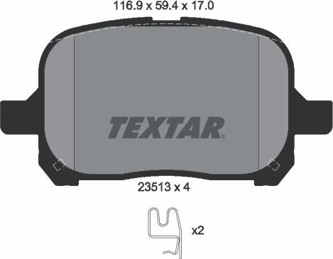 Textar 2351302 - Тормозные колодки, дисковые, комплект unicars.by