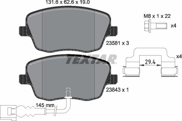 Textar 89015900 - Дисковый тормозной механизм, комплект unicars.by