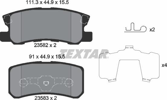 Textar 2358202 - Тормозные колодки, дисковые, комплект unicars.by