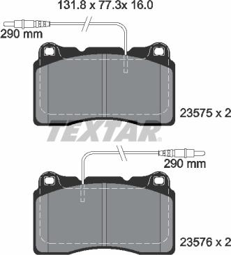 Textar 2357501 - Тормозные колодки, дисковые, комплект unicars.by