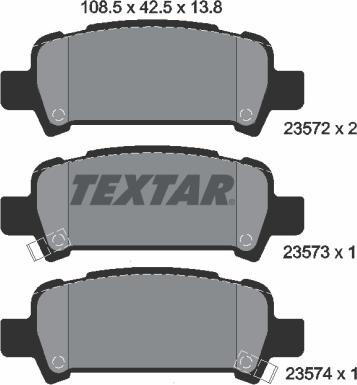 Textar 2357202 - Тормозные колодки, дисковые, комплект unicars.by