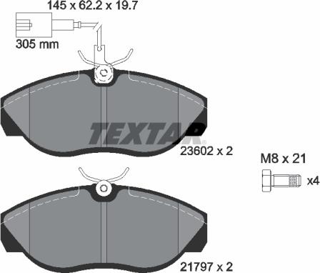 Textar 2360201 - Тормозные колодки, дисковые, комплект unicars.by