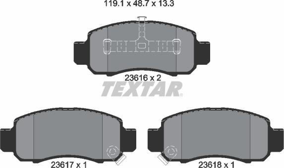 Textar 2361601 - Тормозные колодки, дисковые, комплект unicars.by