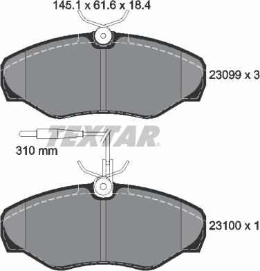 Textar 2309903 - Тормозные колодки, дисковые, комплект unicars.by