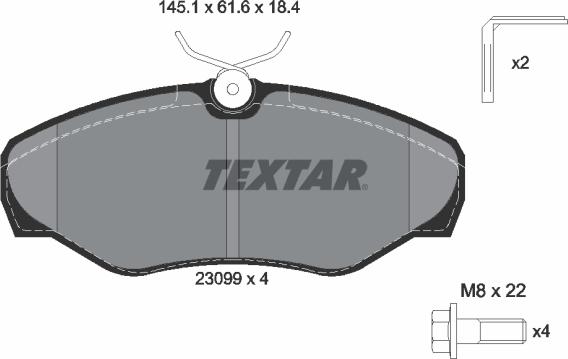 Textar 2309902 - Тормозные колодки, дисковые, комплект unicars.by