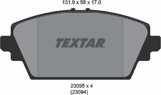 Textar 2309501 - Тормозные колодки, дисковые, комплект unicars.by