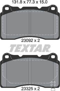 Textar 2309204 - Тормозные колодки, дисковые, комплект unicars.by