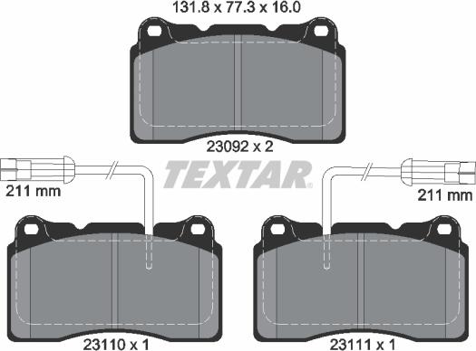 Textar 2309201 - Тормозные колодки, дисковые, комплект unicars.by