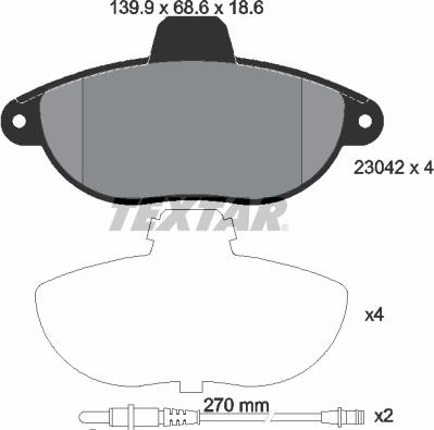 Textar 2304201 - Тормозные колодки, дисковые, комплект unicars.by