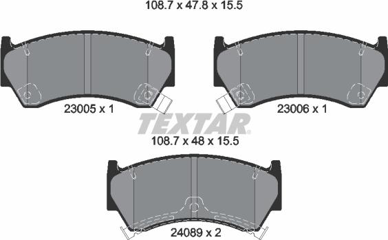 Textar 2300501 - Тормозные колодки, дисковые, комплект unicars.by