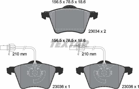 Textar 2303401 - Тормозные колодки, дисковые, комплект unicars.by