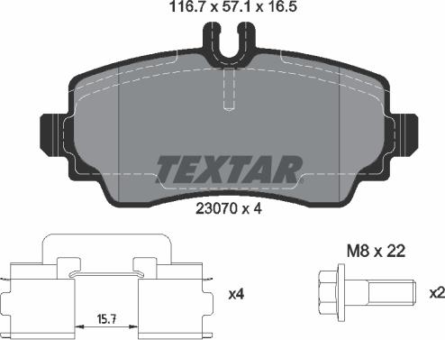 Textar 2307003 - Тормозные колодки, дисковые, комплект unicars.by