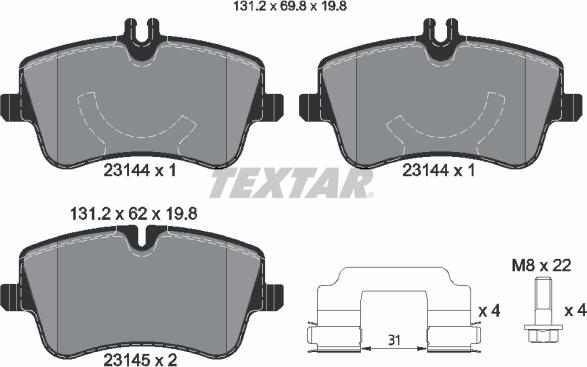 Textar 2314481 - Тормозные колодки, дисковые, комплект unicars.by