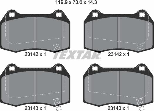 Textar 2314201 - Тормозные колодки, дисковые, комплект unicars.by