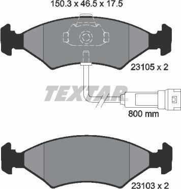 Textar 2310501 - Тормозные колодки, дисковые, комплект unicars.by