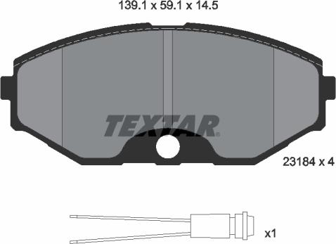 Textar 2318402 - Тормозные колодки, дисковые, комплект unicars.by