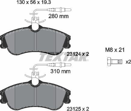 Textar 2312401 - Тормозные колодки, дисковые, комплект unicars.by