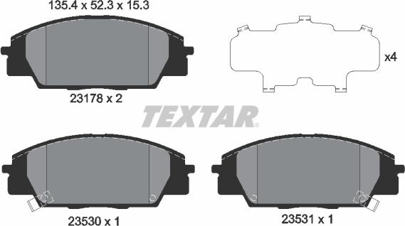 Textar 2317801 - Тормозные колодки, дисковые, комплект unicars.by