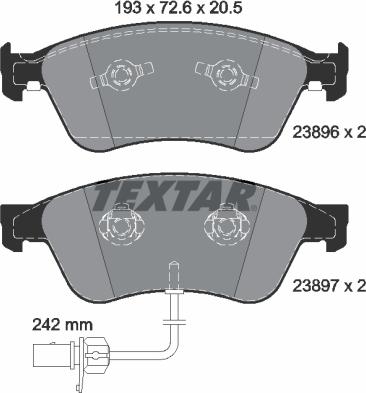 Textar 2389601 - Тормозные колодки, дисковые, комплект unicars.by