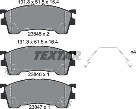 Textar 2384504 - Тормозные колодки, дисковые, комплект unicars.by