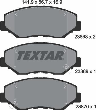 Textar 2386801 - Тормозные колодки, дисковые, комплект unicars.by