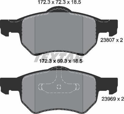 Textar 2380701 - Тормозные колодки, дисковые, комплект unicars.by