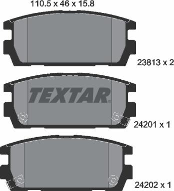 Textar 2381301 - Тормозные колодки, дисковые, комплект unicars.by