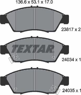 Textar 2381701 - Тормозные колодки, дисковые, комплект unicars.by