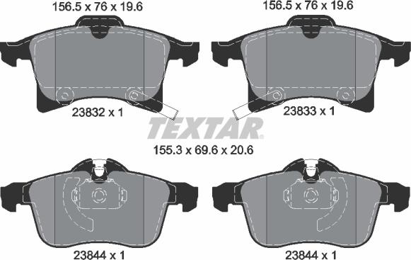 Textar 2383201 - Тормозные колодки, дисковые, комплект unicars.by