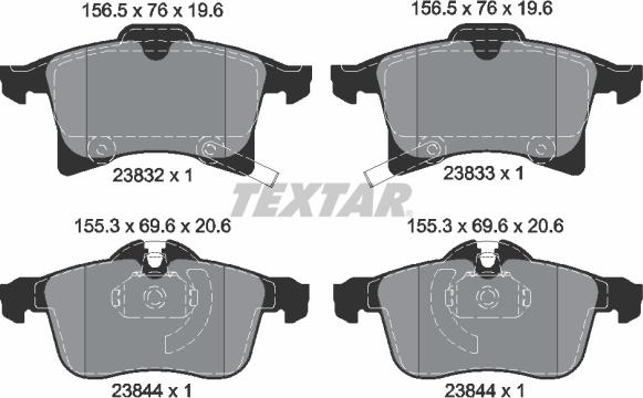 Textar 2383281 - Тормозные колодки, дисковые, комплект unicars.by