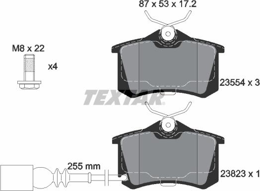 Textar 2382301 - Тормозные колодки, дисковые, комплект unicars.by