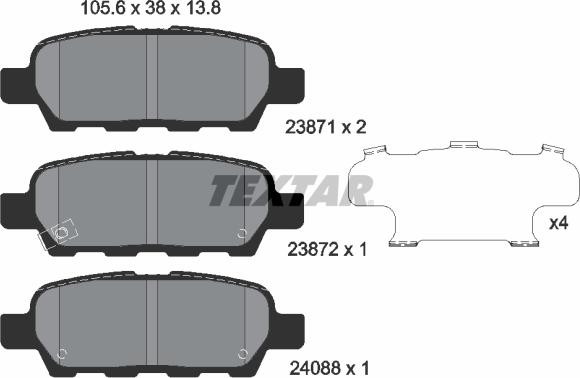 Textar 2387101 - Тормозные колодки, дисковые, комплект unicars.by