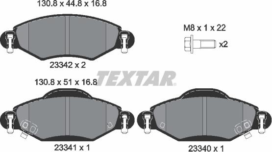 Textar 2334001 - Тормозные колодки, дисковые, комплект unicars.by