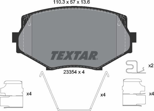 Textar 2335404 - Тормозные колодки, дисковые, комплект unicars.by