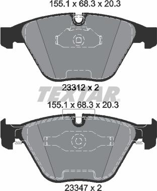 Textar 2331207 - Тормозные колодки, дисковые, комплект unicars.by